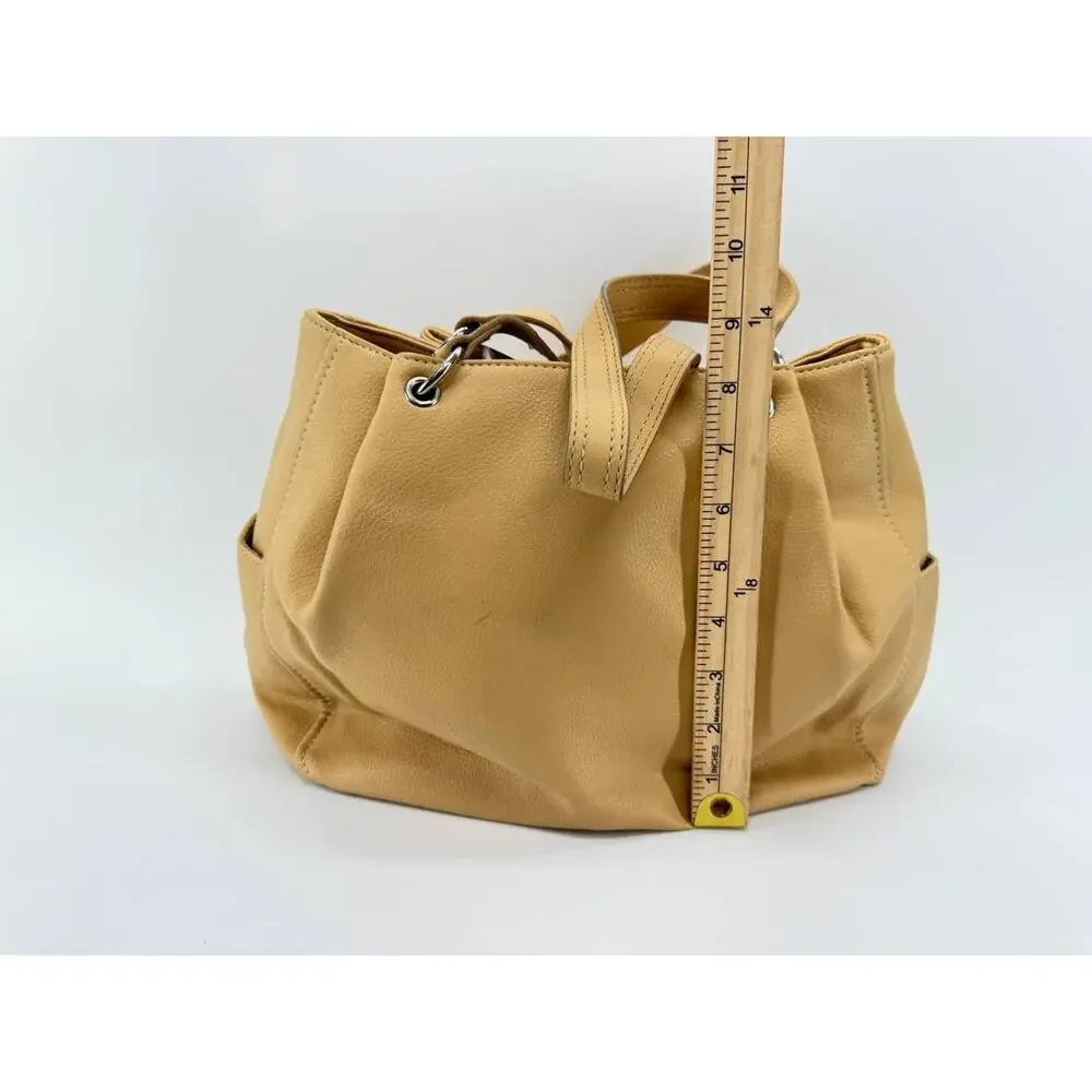 Nine West Women's Beige Faux Leather Bucket Shoulder Bag Silver Hardware